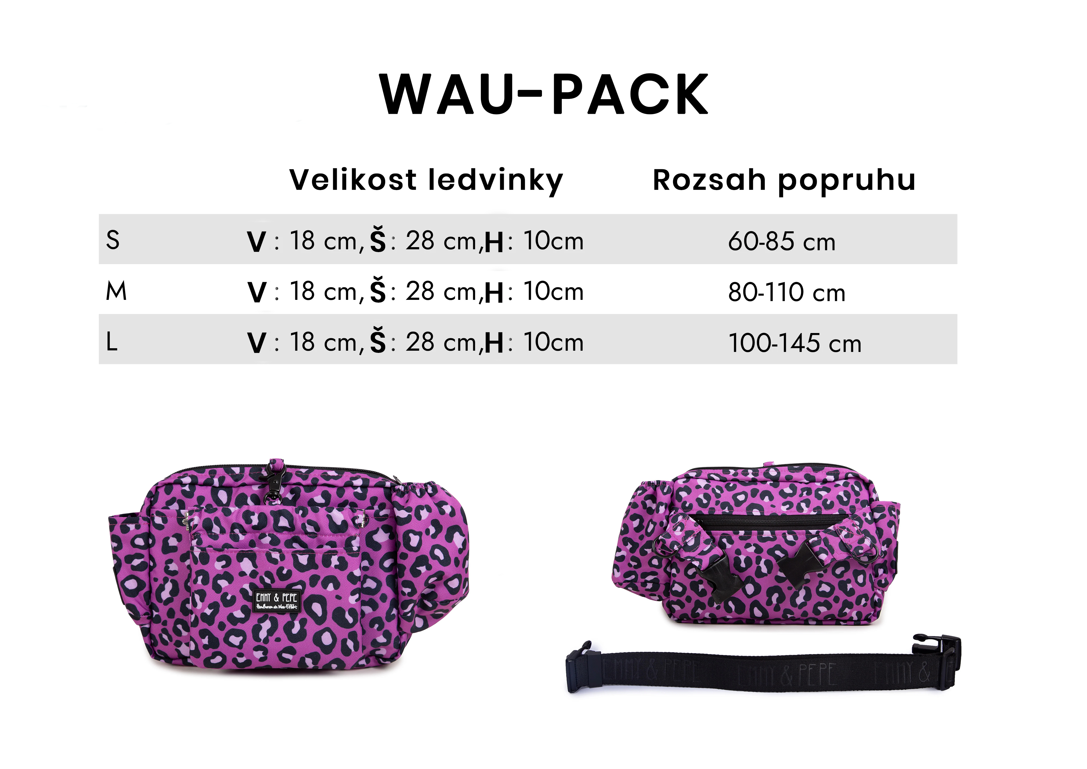 tabulka velikosti leopard fialová ledvinka pro chovatelky